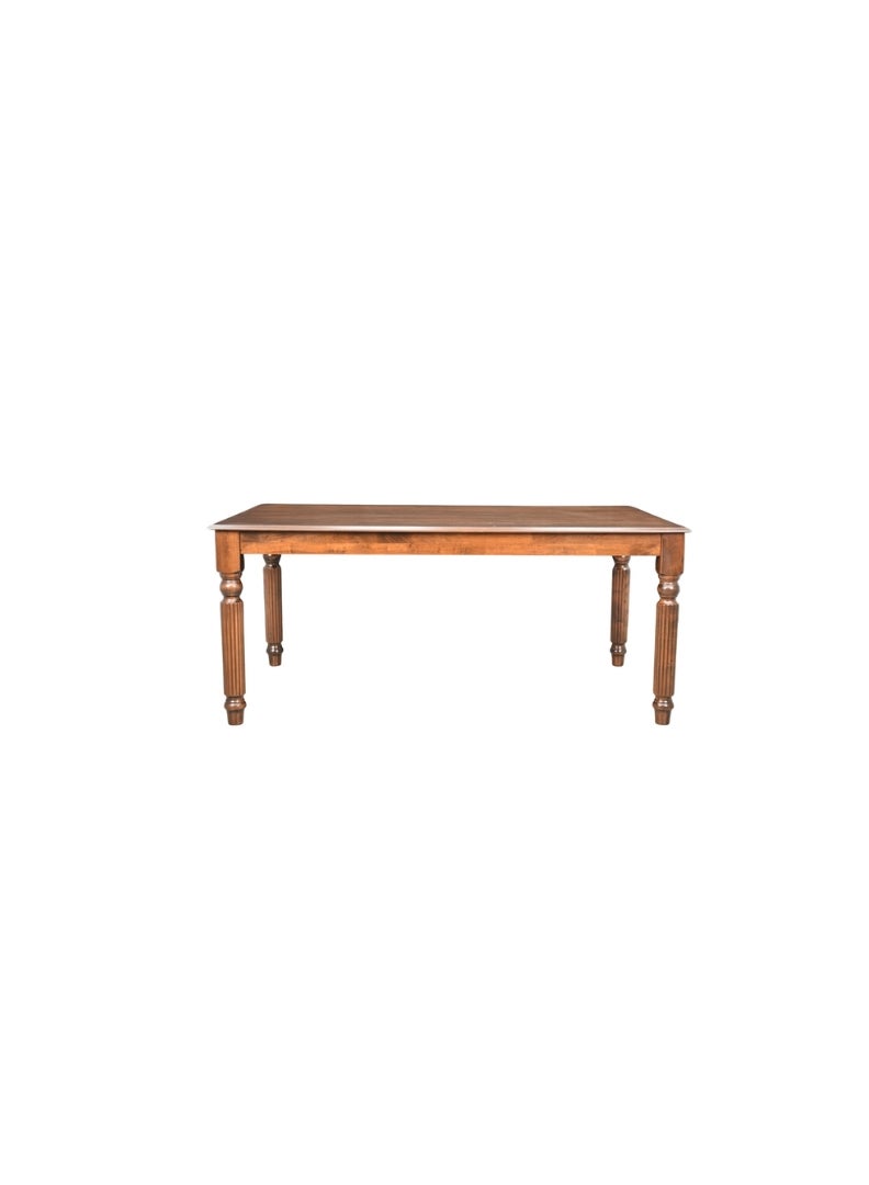 Royaloak Texas Wooden Dining Set 6 Seater, Solid Wood, Wooden Legs, Wooden Veneer Top, Turned Fluted Legs, Cushioned High Backrest, Carved Designed Backrest, Dining Table 6 Seater. - Image 3